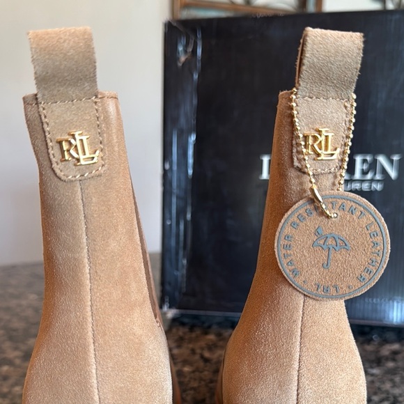 Lauren Ralph Lauren Tan Ankle Booties with Block Heel - Picture 8 of 14